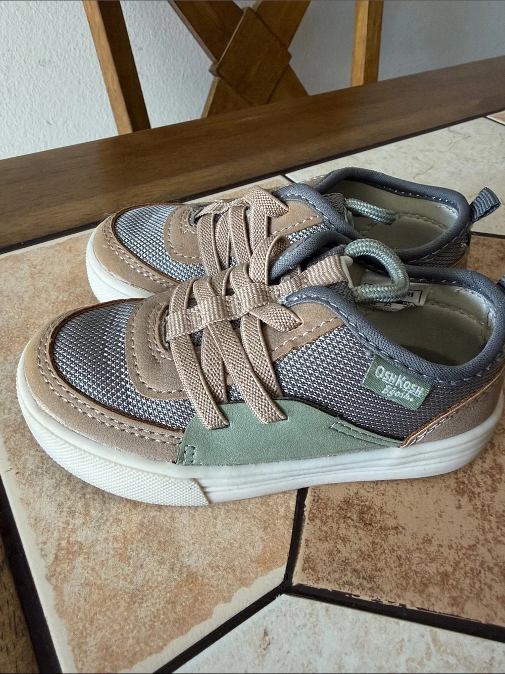 OshKosh B'gosh Kids' Green & Taupe Mesh Casual Sneakers